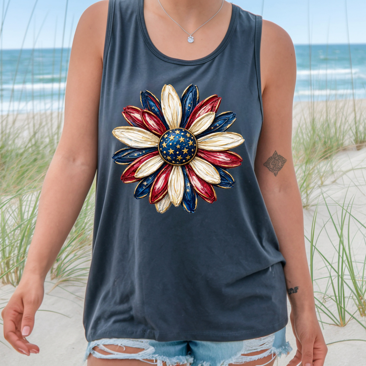 Patriotic Daisy Tank Top TheCraftNook