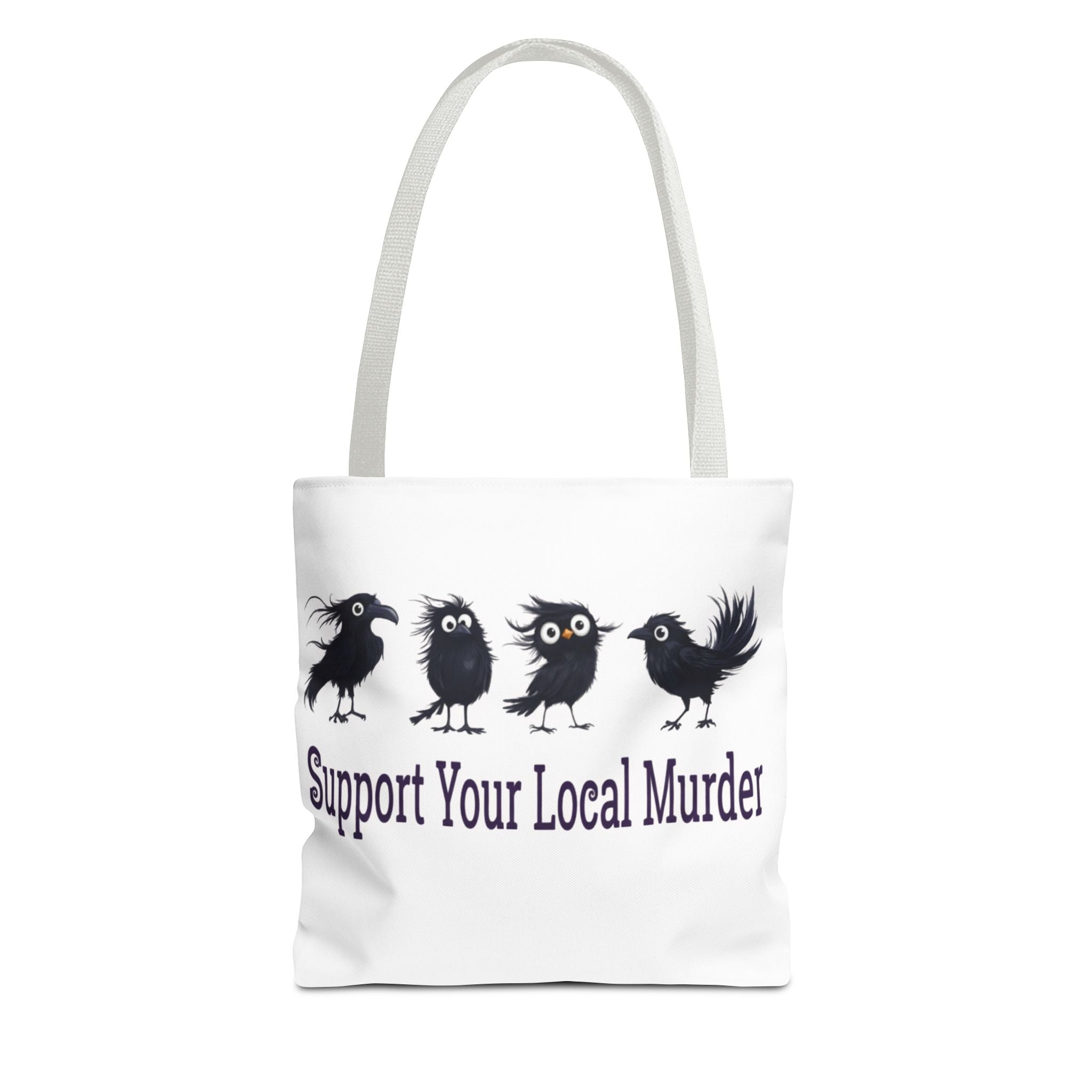 Local Murder Crow Tote Bag — Cute Gothic Raven Illustration Tote for Halloween & Everyday