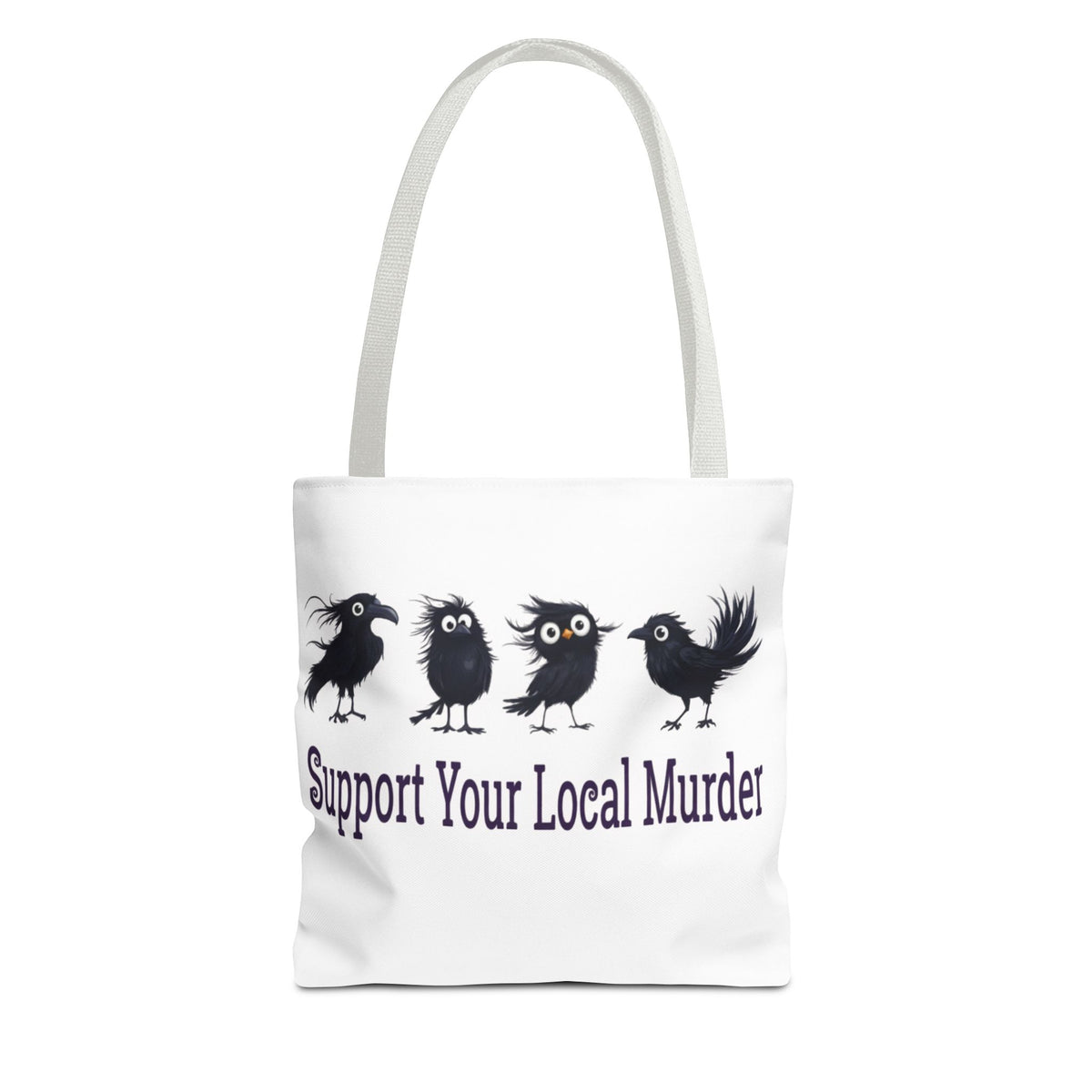 Local Murder Crow Tote Bag — Cute Gothic Raven Illustration Tote for Halloween & Everyday Printify