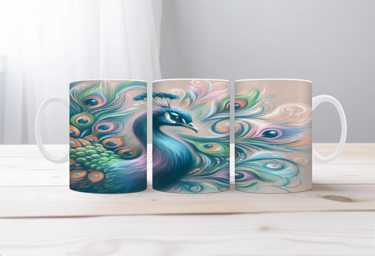 Peacock Magic Morning Mug TheCraftNook