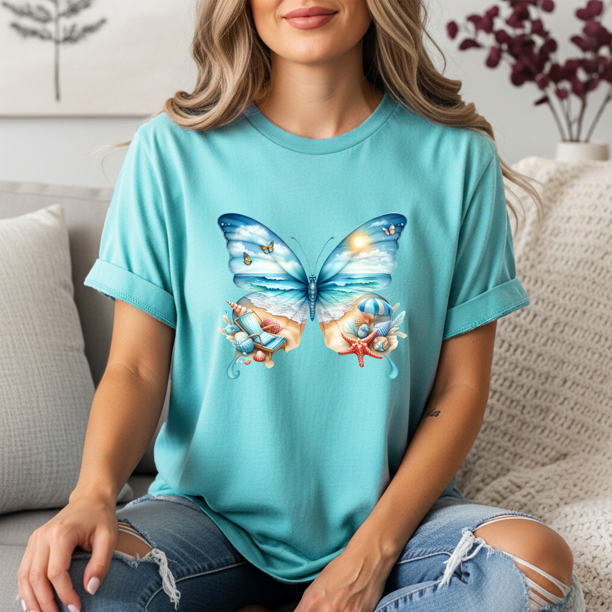 Butterfly Beach Tee TheCraftNook