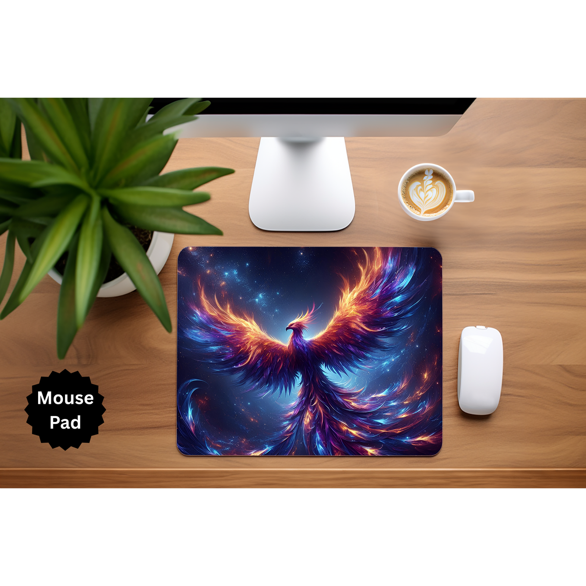 Phoenix Mouse Pad - Mythical Fire Bird Desk Accessory TheCraftNook