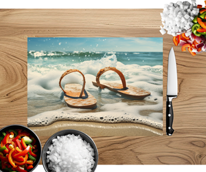 Beach Vibes Glass cutting boards. Multiple images Available. TheCraftNook