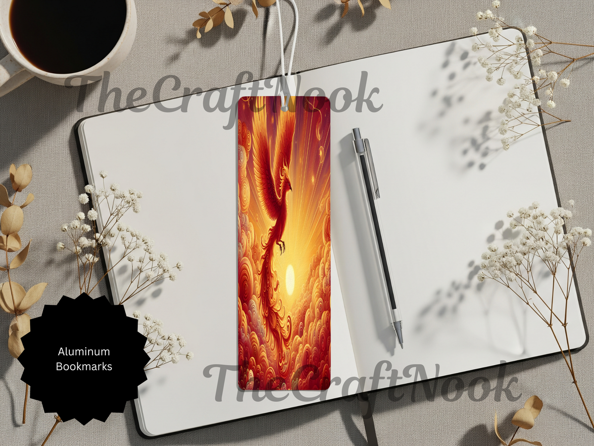 Phoenix Bookmarks - Handcrafted Metal Fire Bird Bookmarks with Beads & Glitter TheCraftNook