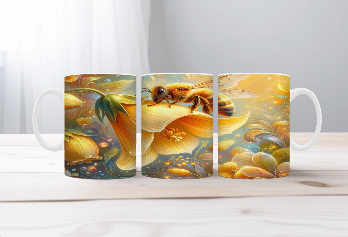 Buzzing Into the Day Honeybee Coffee Mugs. Two size options. Multiple images to choose. TheCraftNook