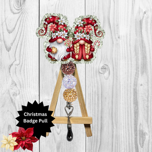 Cute Poinsettia Gnome Badge Pulls TheCraftNook
