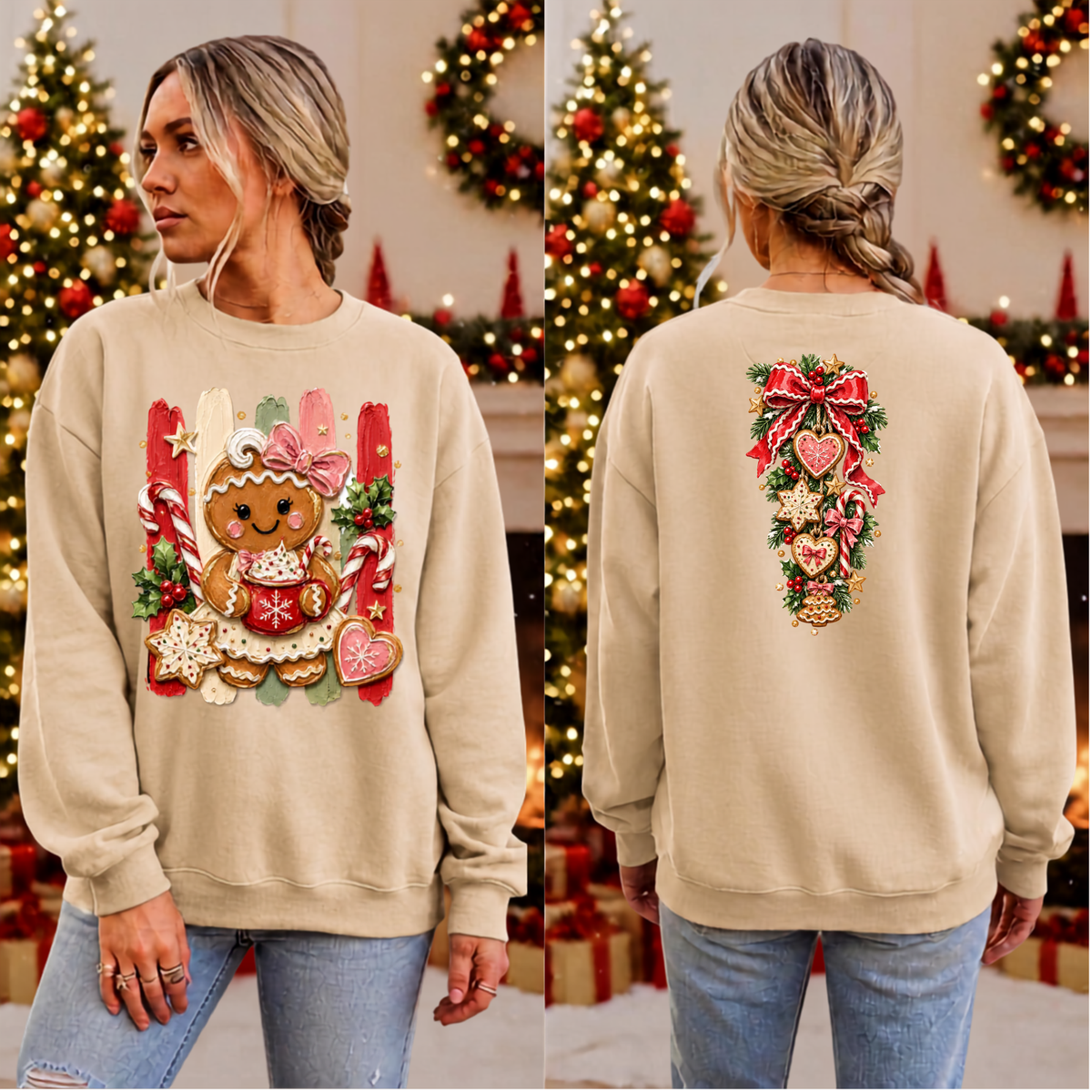 Holly Jolly Ginger Sweatshirt Front and Back graphics TheCraftNook