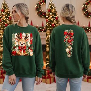 Holly Jolly Reindeer Sweatshirt front and Back graphics TheCraftNook