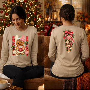 Holly Jolly Ginger Long sleeve tee front and back graphicw TheCraftNook