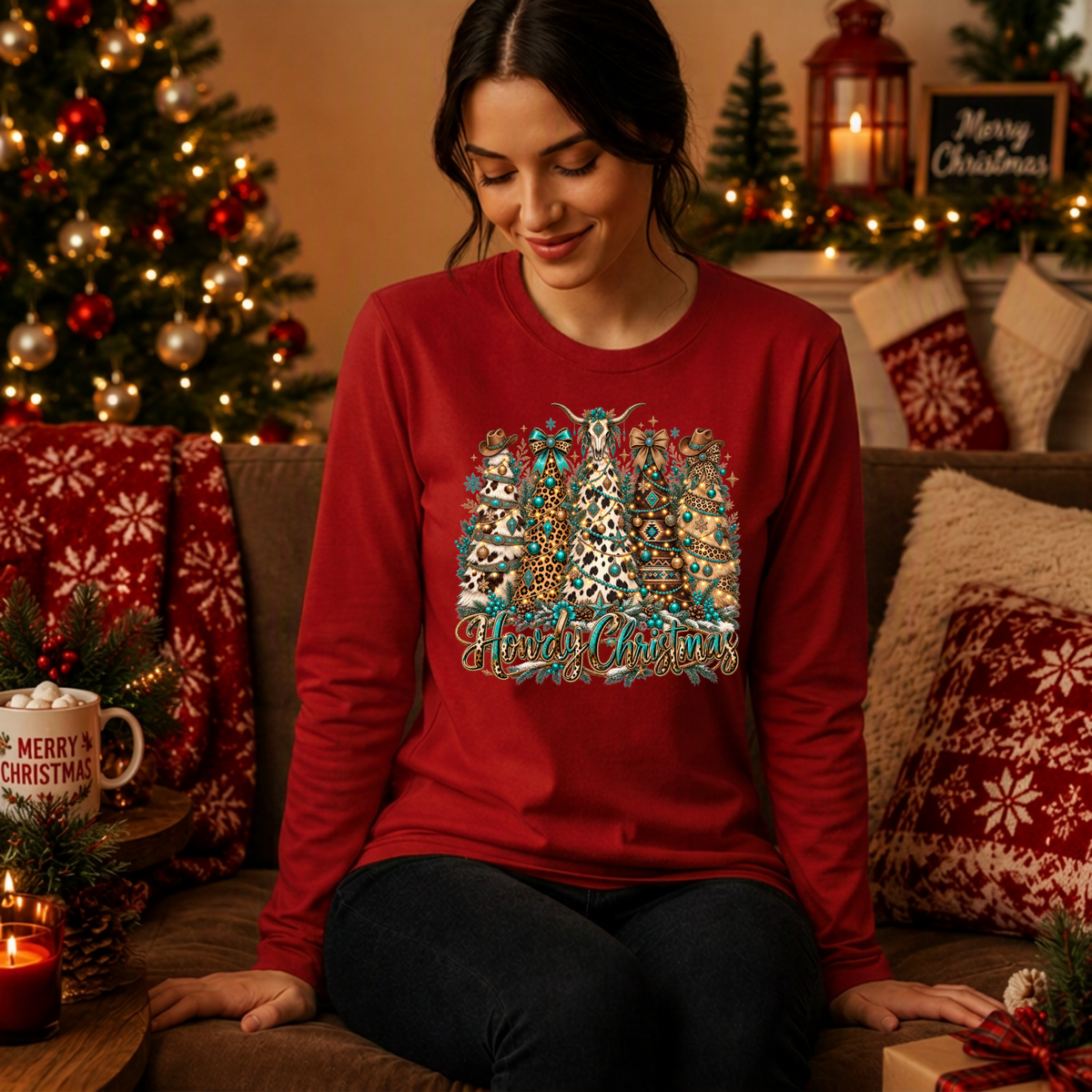 Howdy Christmas Long Sleeve Tee TheCraftNook