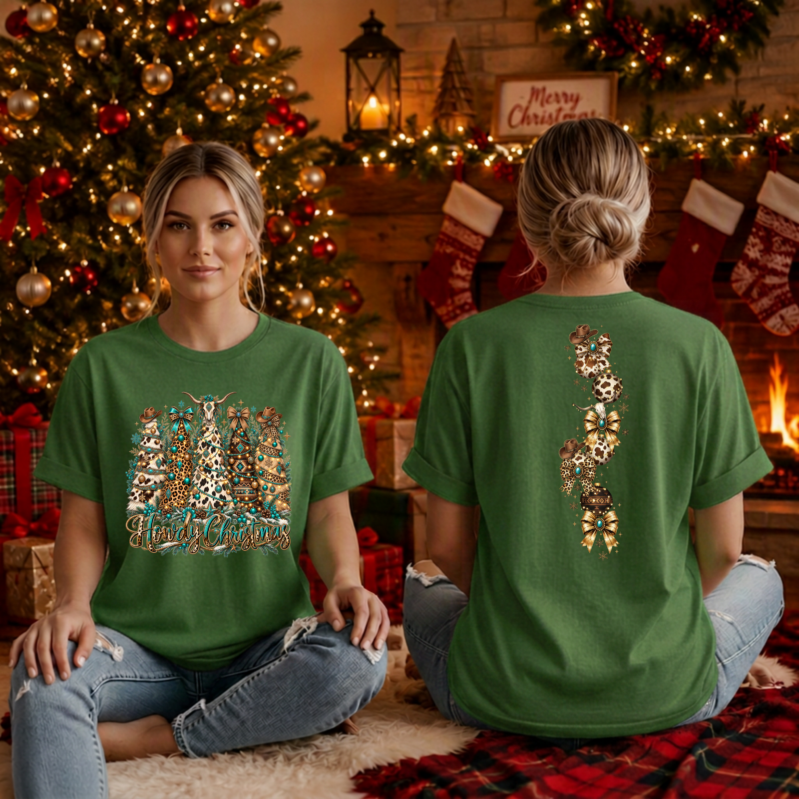 Howdy Christmas T-Shirt Front and back graphics TheCraftNook
