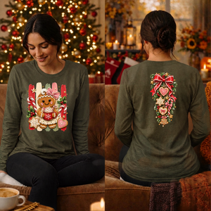 Holly Jolly Ginger Long sleeve tee front and back graphicw TheCraftNook