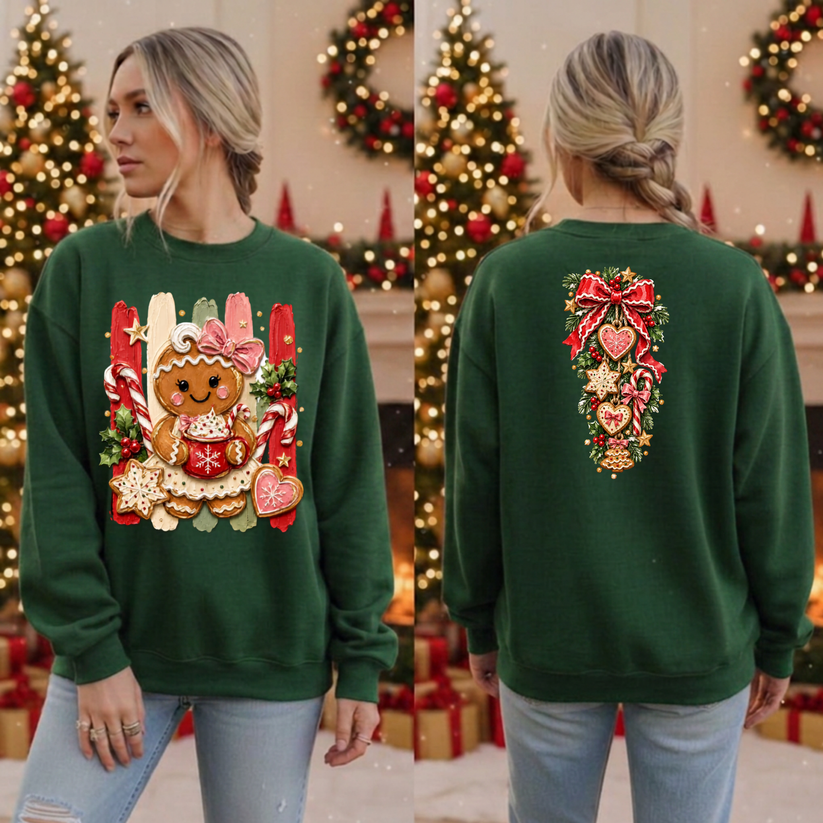 Holly Jolly Ginger Sweatshirt Front and Back graphics TheCraftNook