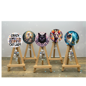 Cat badge pulls. Make every shift a purr‑fect one. Multiple Images available. Add beads or shimmer glitter options. TheCraftNook
