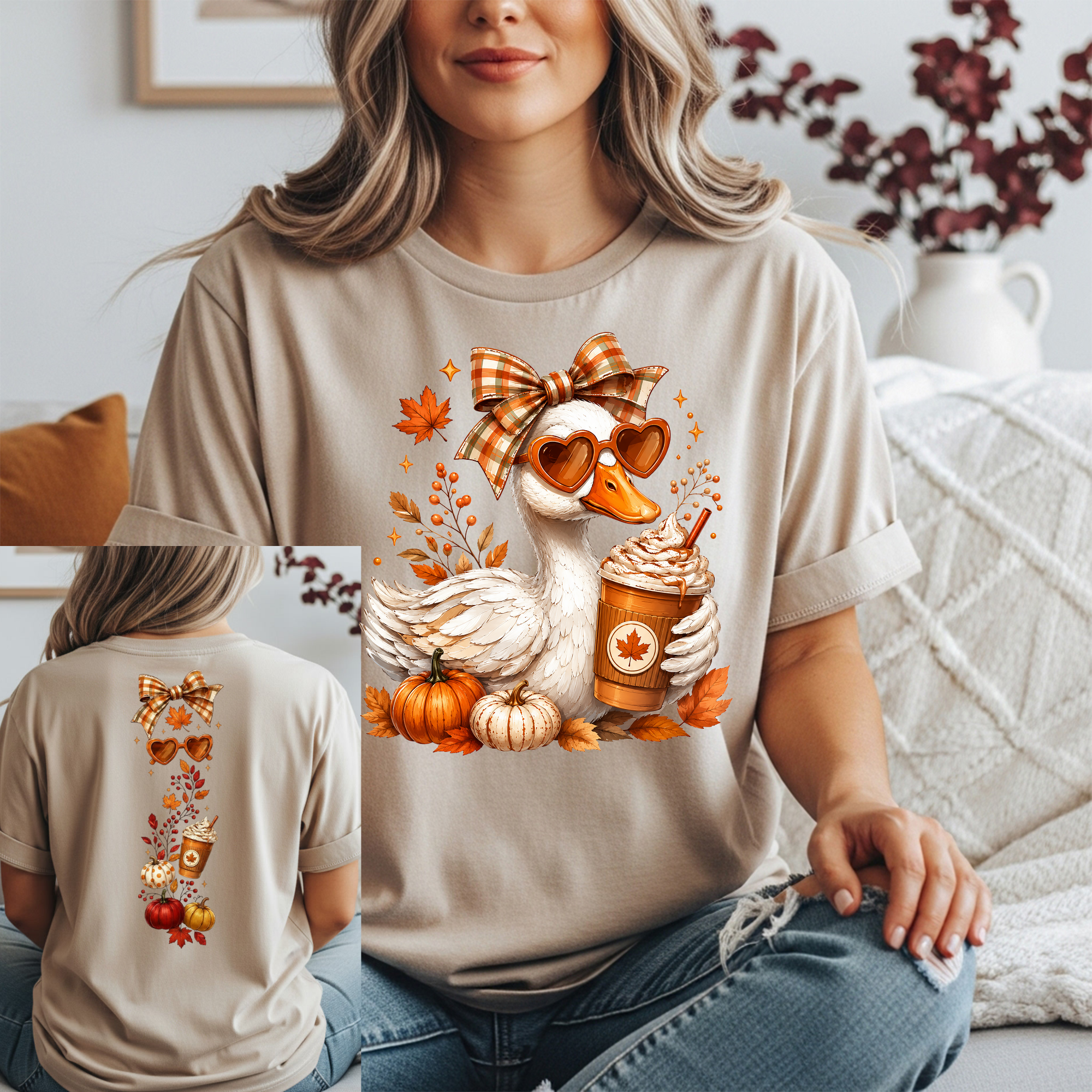 Fall Duck Tee Front and Back Graphics