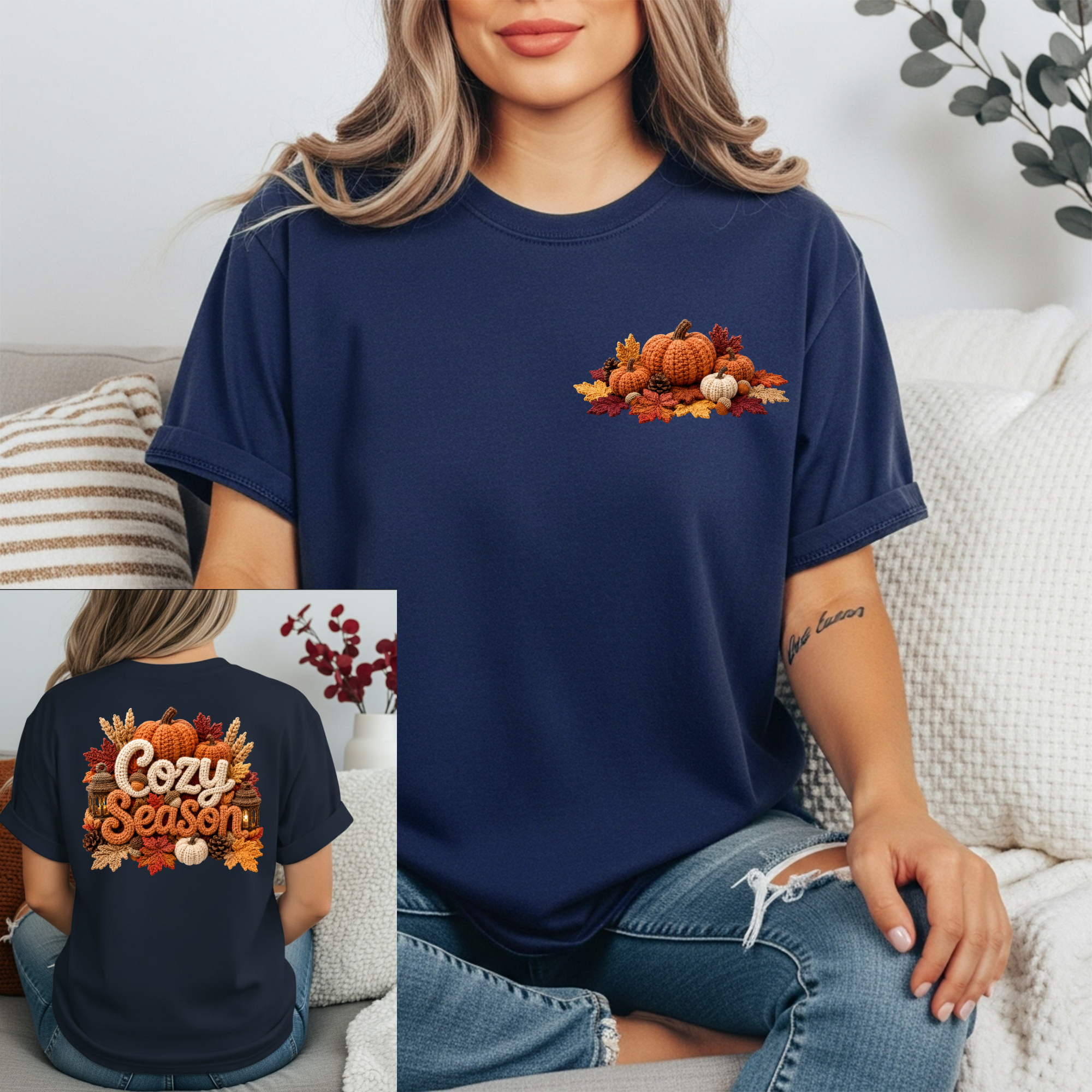 Cozy Season Tee – Pocket & Full Back Design