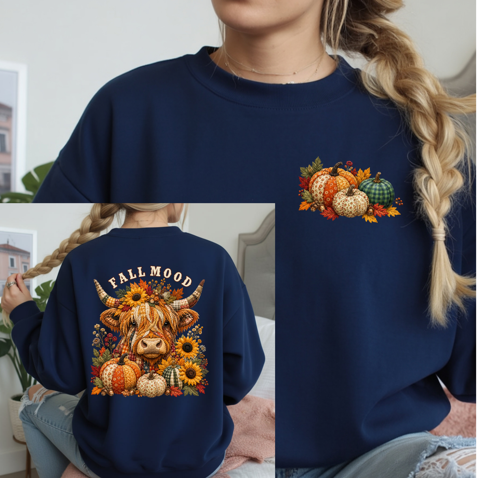Fall Mood Long Sleeve Tee – Pocket & Full Back Graphics