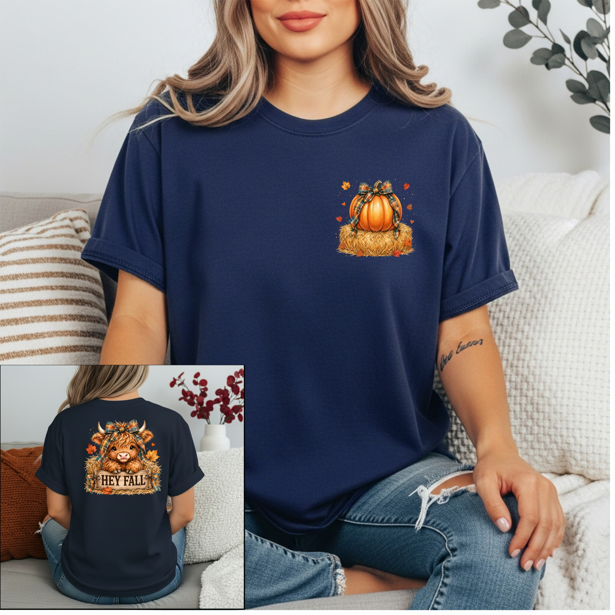 Hey Fall Tee Pocket and Full back Graphics
