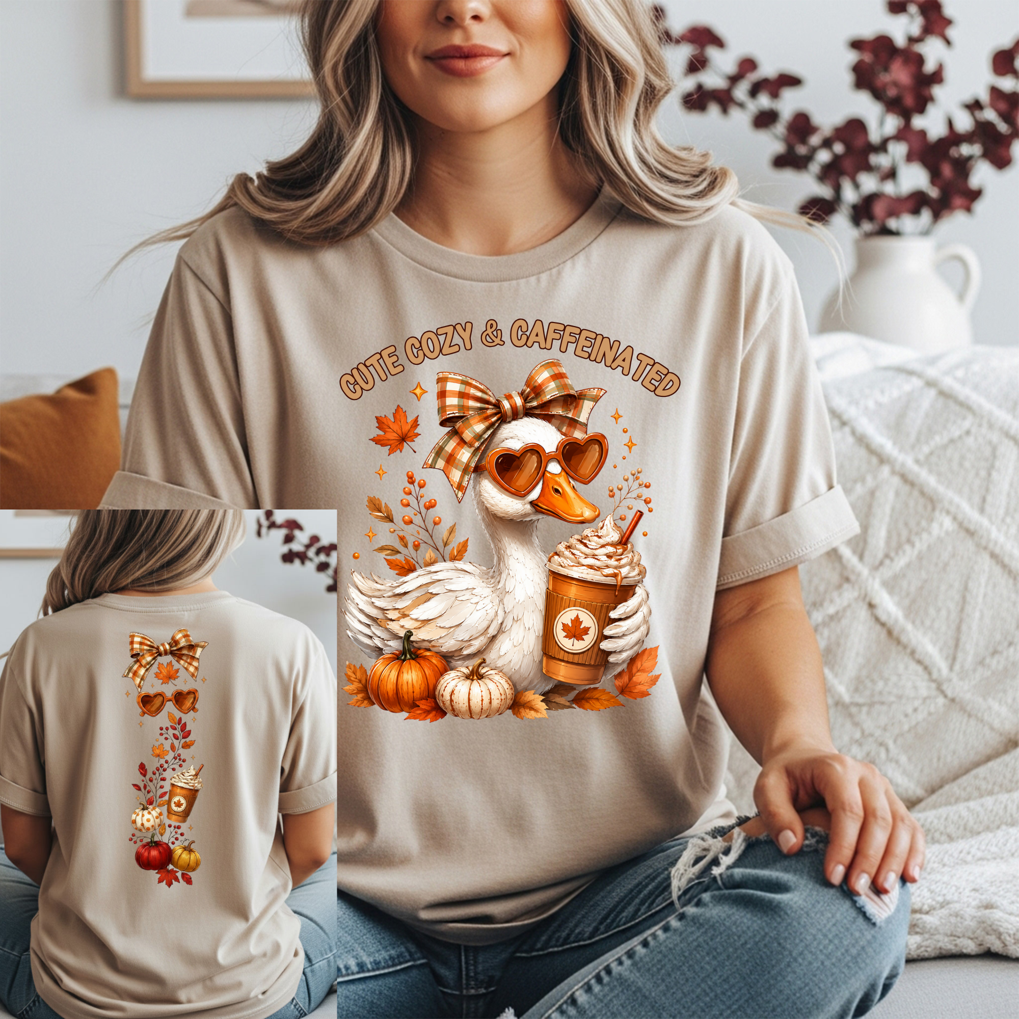 Cute and Cozy Duck Tee Front and Back Graphics
