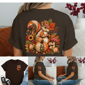 Cozy Vibes Squirrel Multi-Graphic T-Shirt TheCraftNook