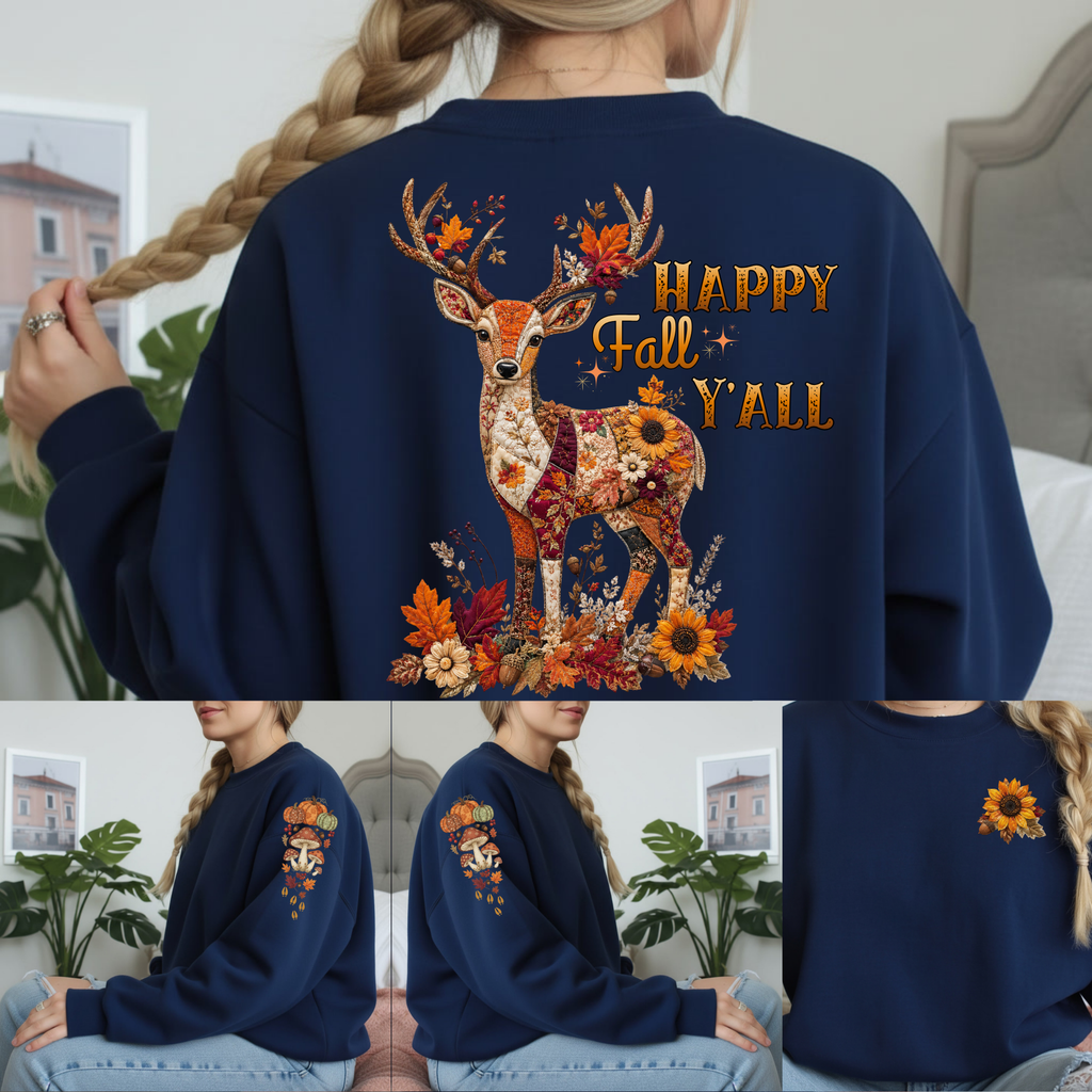 Fall Patchwork Deer Mulit-Design Sweatshirt