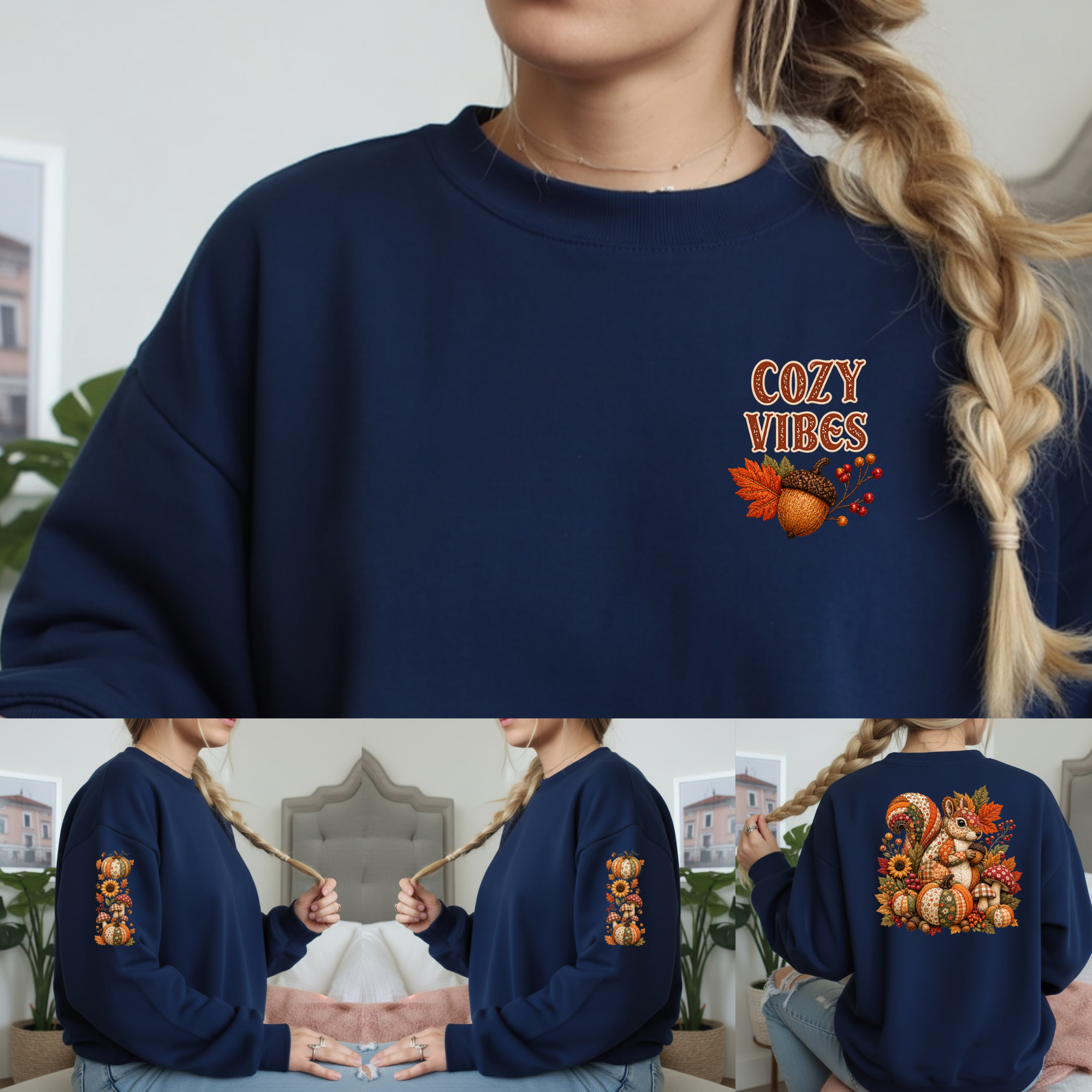 Cozy Vibes Squirrel Long Sleeve T-Shirt | 360° All-Over Design