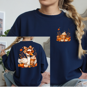 Fall Duck Long Sleeve Tee Pocket and Full Back Graphics TheCraftNook