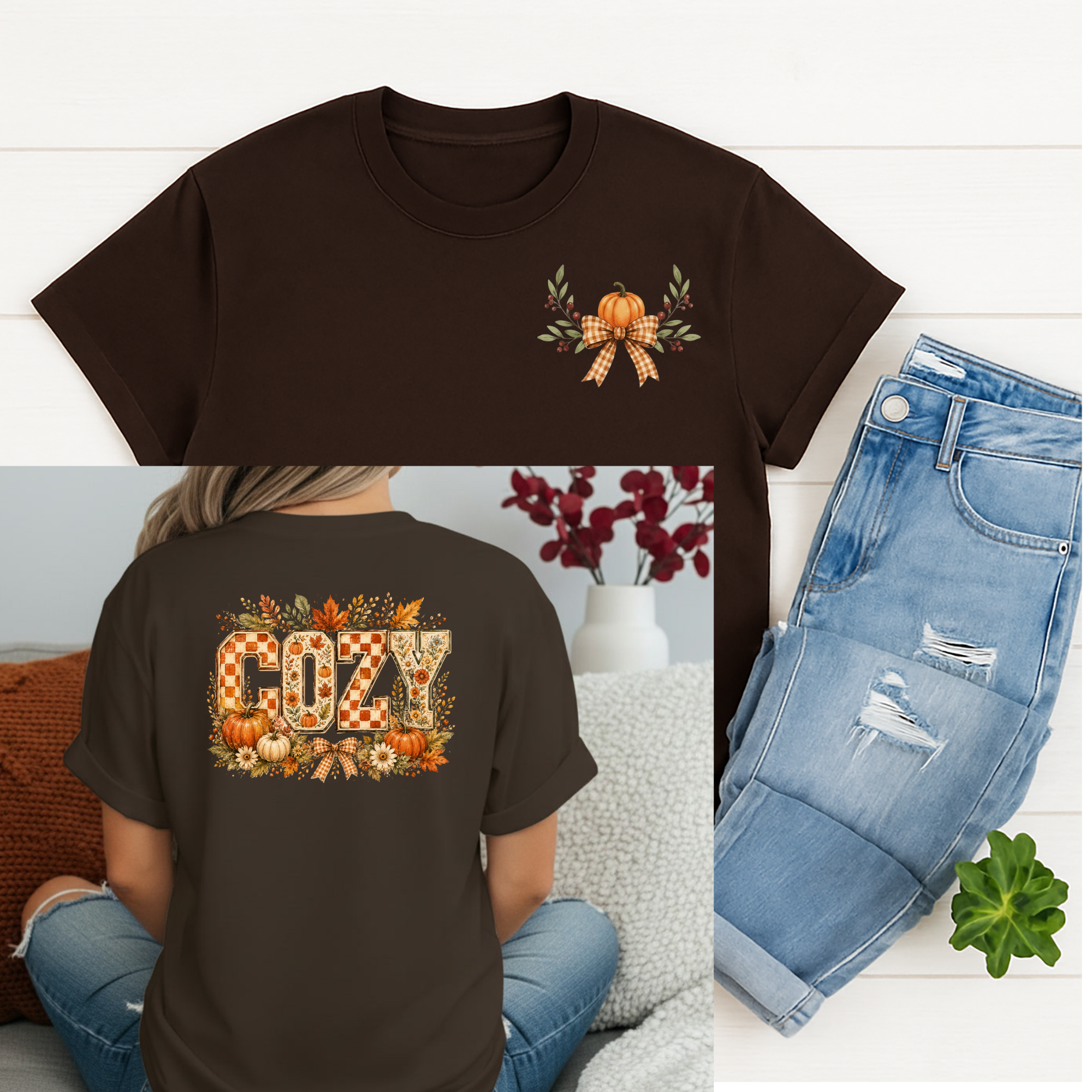 Cozy Tee – Pocket & Back Graphic T-Shirt