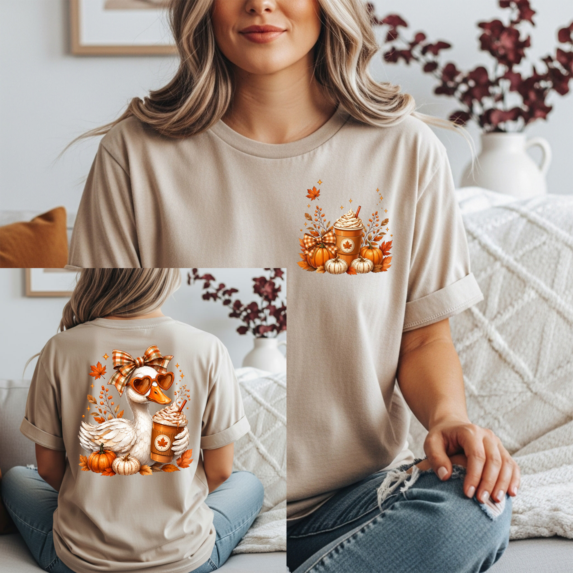 Fall Duck Tee Pocket and Full back Graphics