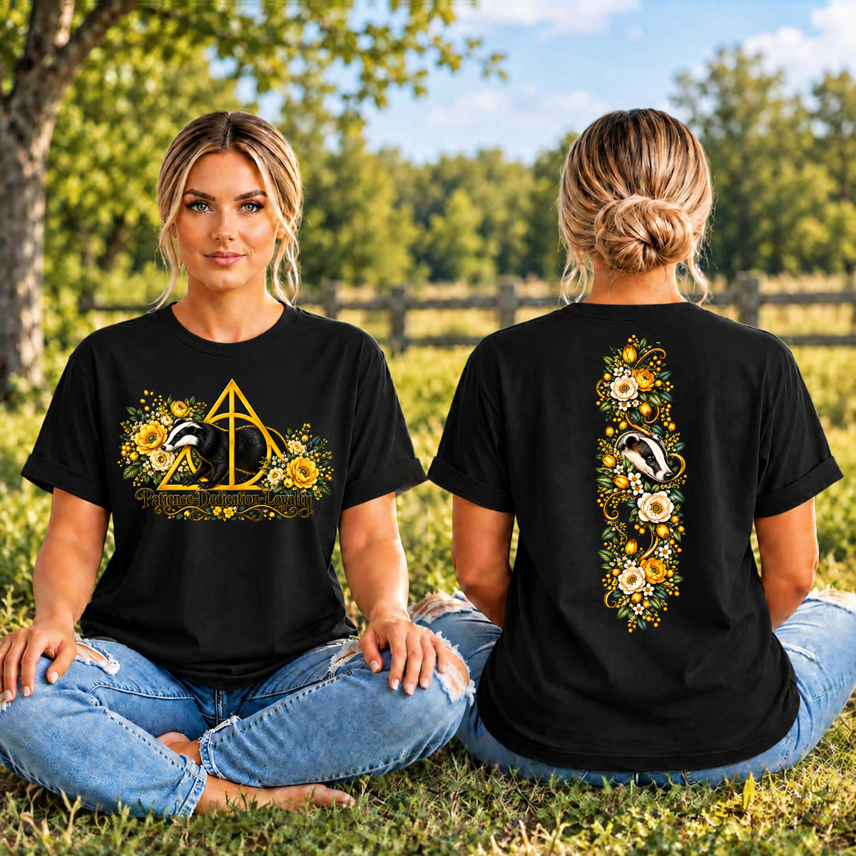 Badger House DH Floral T-Shirt – Front & Back Graphics TheCraftNook