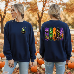 Autumn Alchemy Sweatshirt – Witchy Halloween Crewneck with Pocket & Back Design TheCraftNook