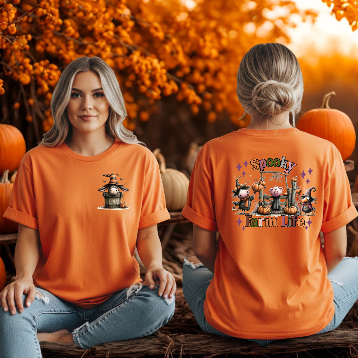 Spooky Farm Life T-Shirt | Pocket & Back Graphic TheCraftNook