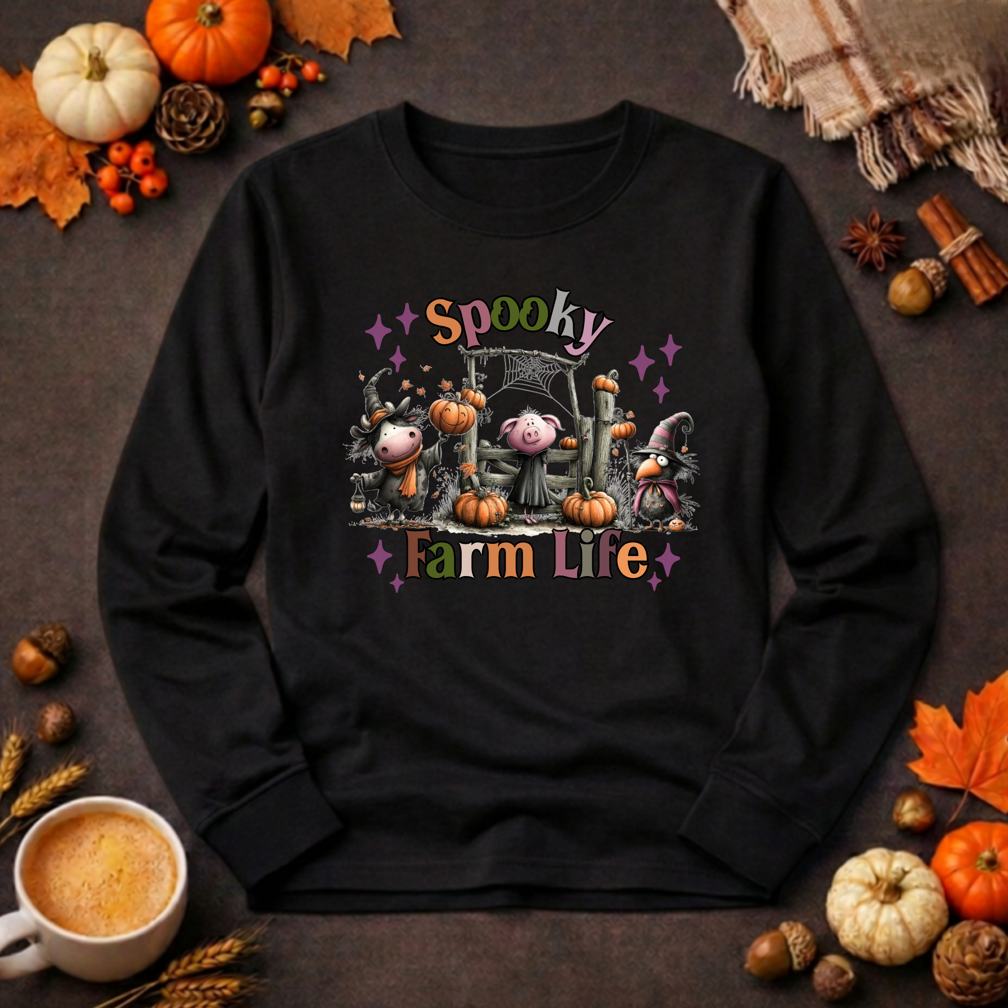 Spooky Farm Life Long Sleeve Tee | Halloween Graphic