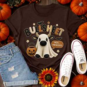 Bullsheet Halloween Faux Crochet Graphic T-Shirt TheCraftNook