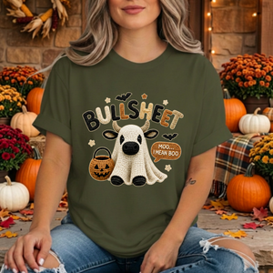 Bullsheet Halloween Faux Crochet Graphic T-Shirt TheCraftNook