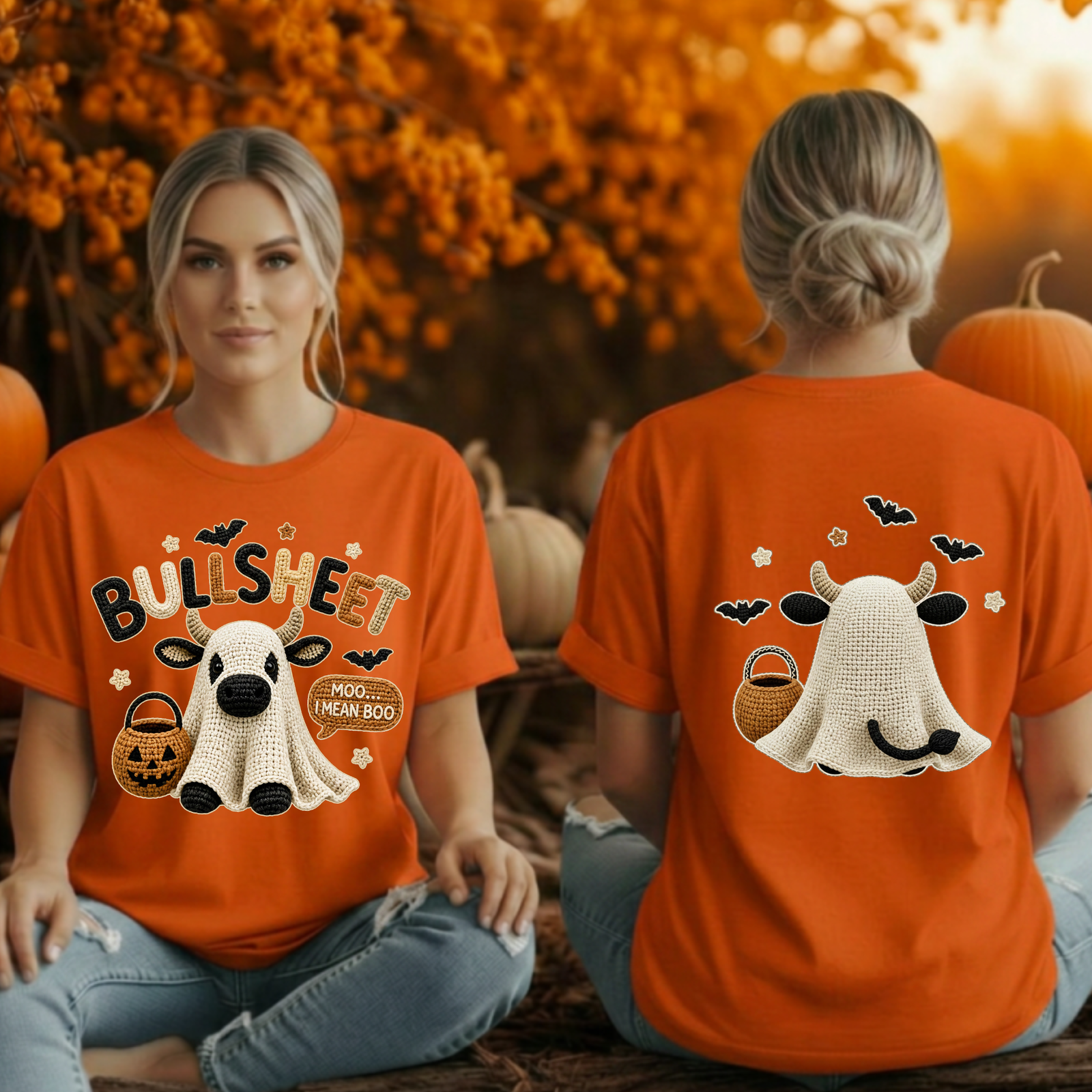 Bullsheet Halloween Faux Crochet T-Shirt – Front & Back Graphics TheCraftNook