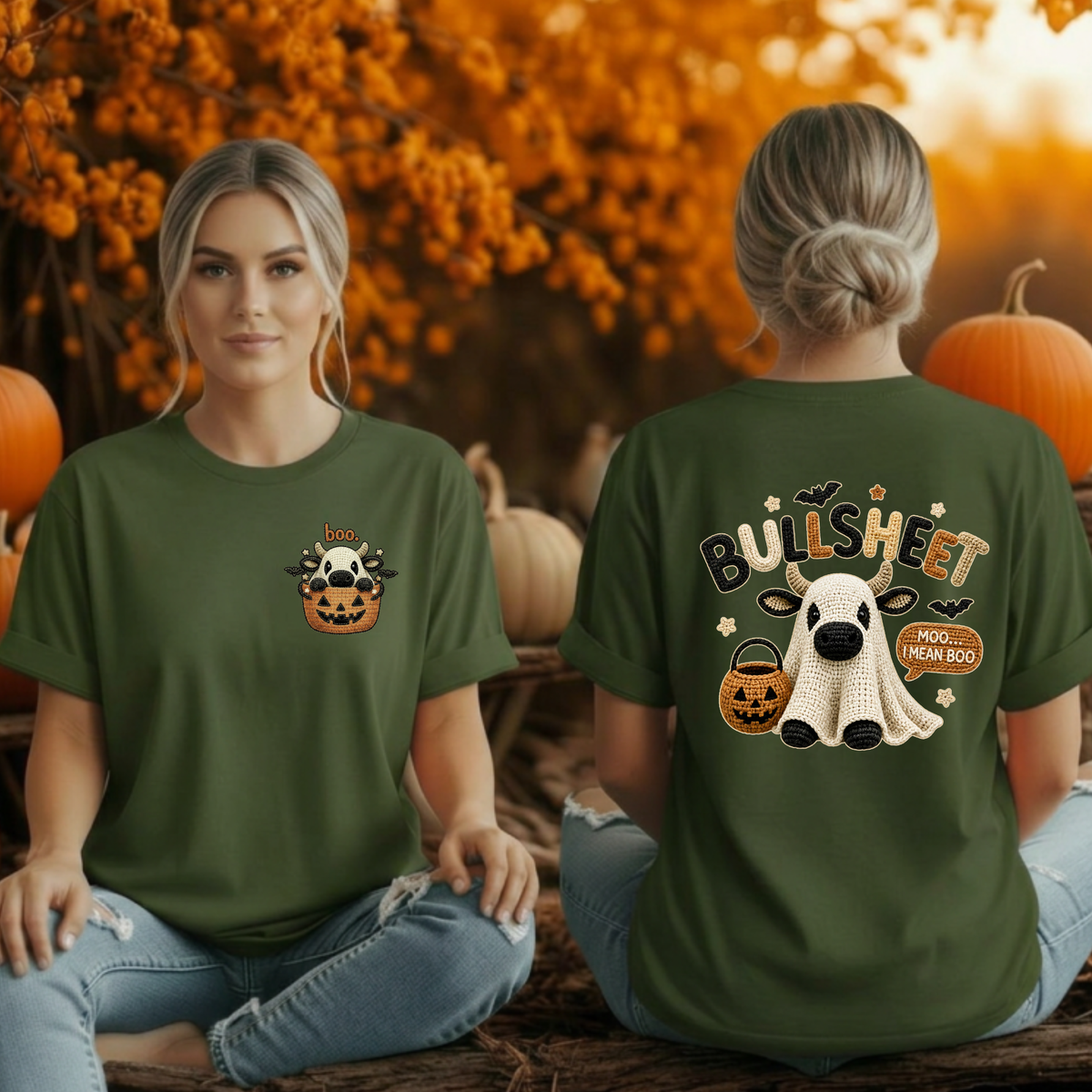 Bullsheet Halloween Faux Crochet T-Shirt – Pocket & Back Graphics TheCraftNook