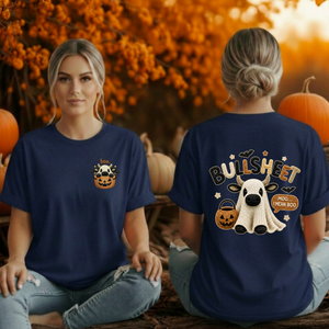 Bullsheet Halloween Faux Crochet T-Shirt – Pocket & Back Graphics TheCraftNook