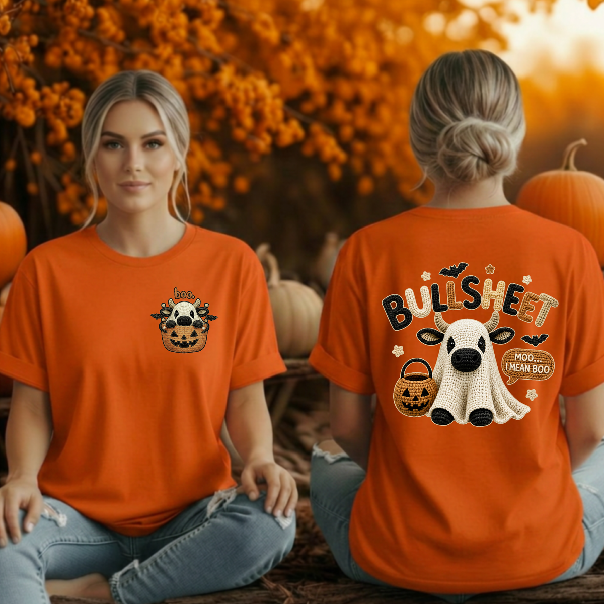 Bullsheet Halloween Faux Crochet T-Shirt – Pocket & Back Graphics TheCraftNook