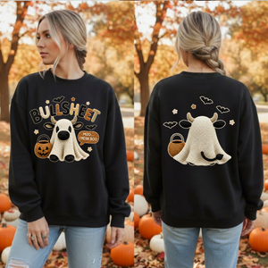 Bullsheet Halloween Faux Crochet Sweatshirt – Front & Back Graphics TheCraftNook
