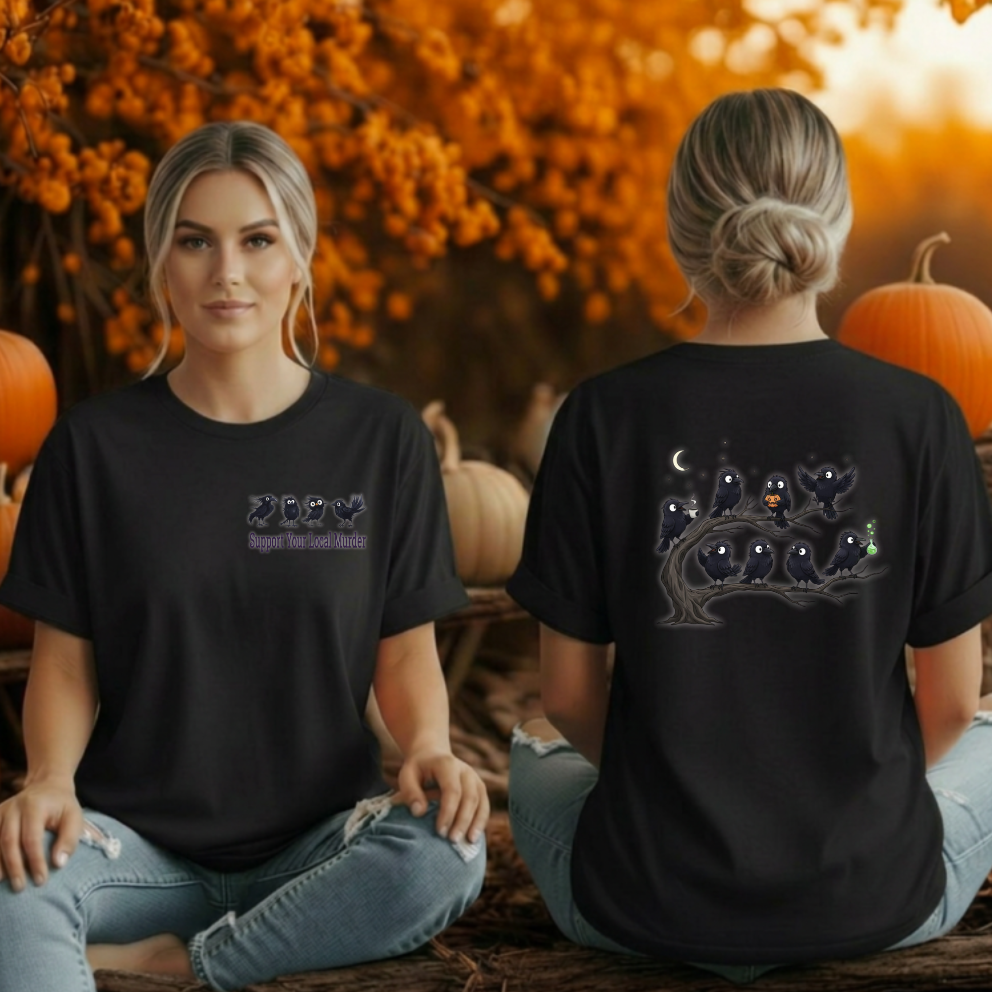Local Murder Tee Pocket and back graphics