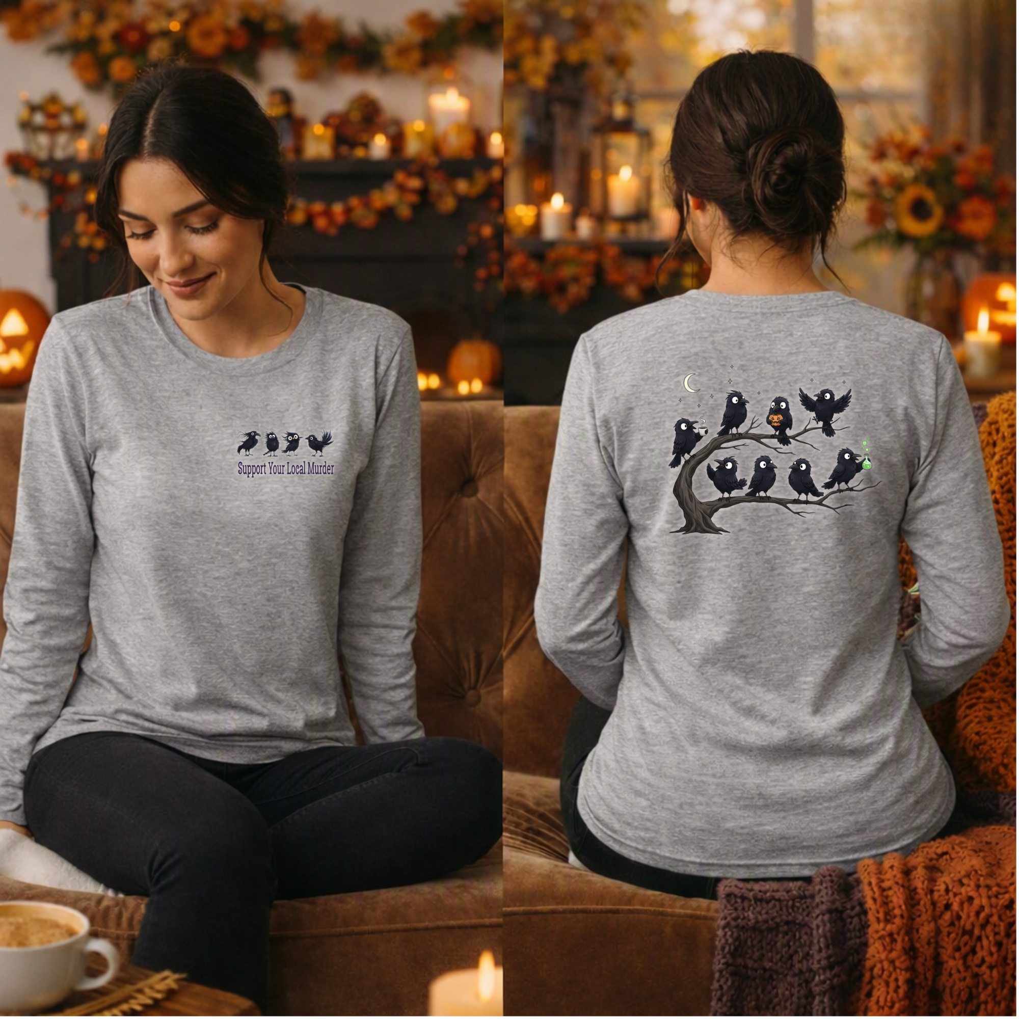Local Murder Long Sleeve Tee Pocket and Back graphics