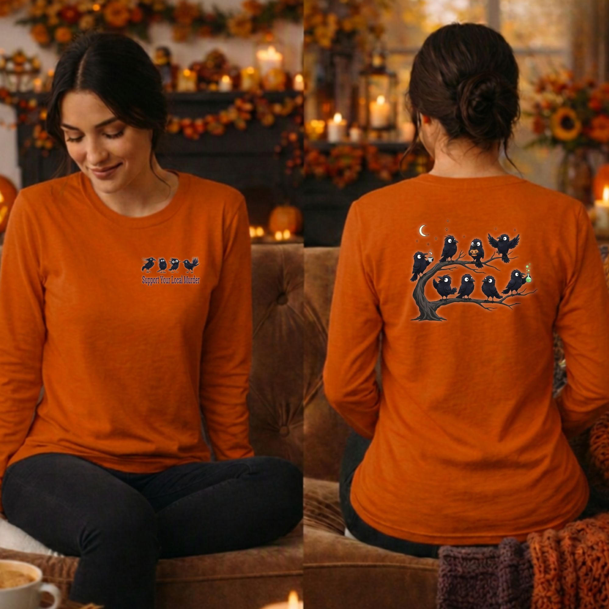Local Murder Long Sleeve Tee Pocket and Back graphics