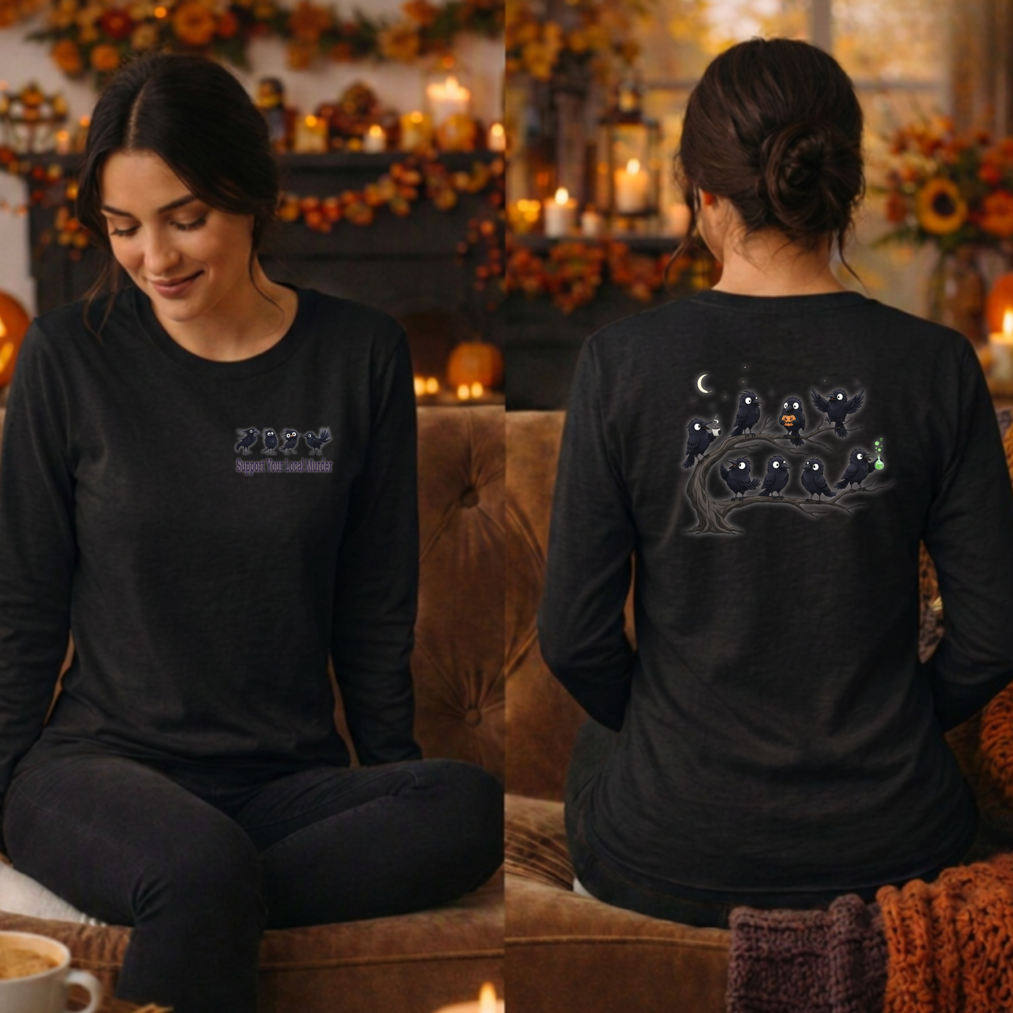 Local Murder Long Sleeve Tee Pocket and Back graphics