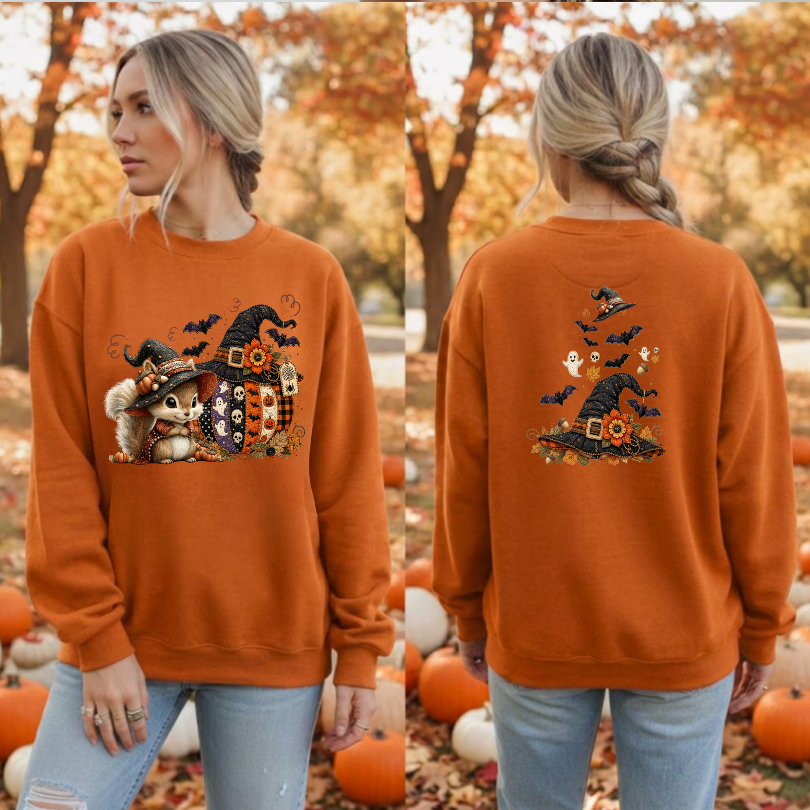 Cozy Vibes Halloween Sweatshirt | Front & Back Graphic TheCraftNook
