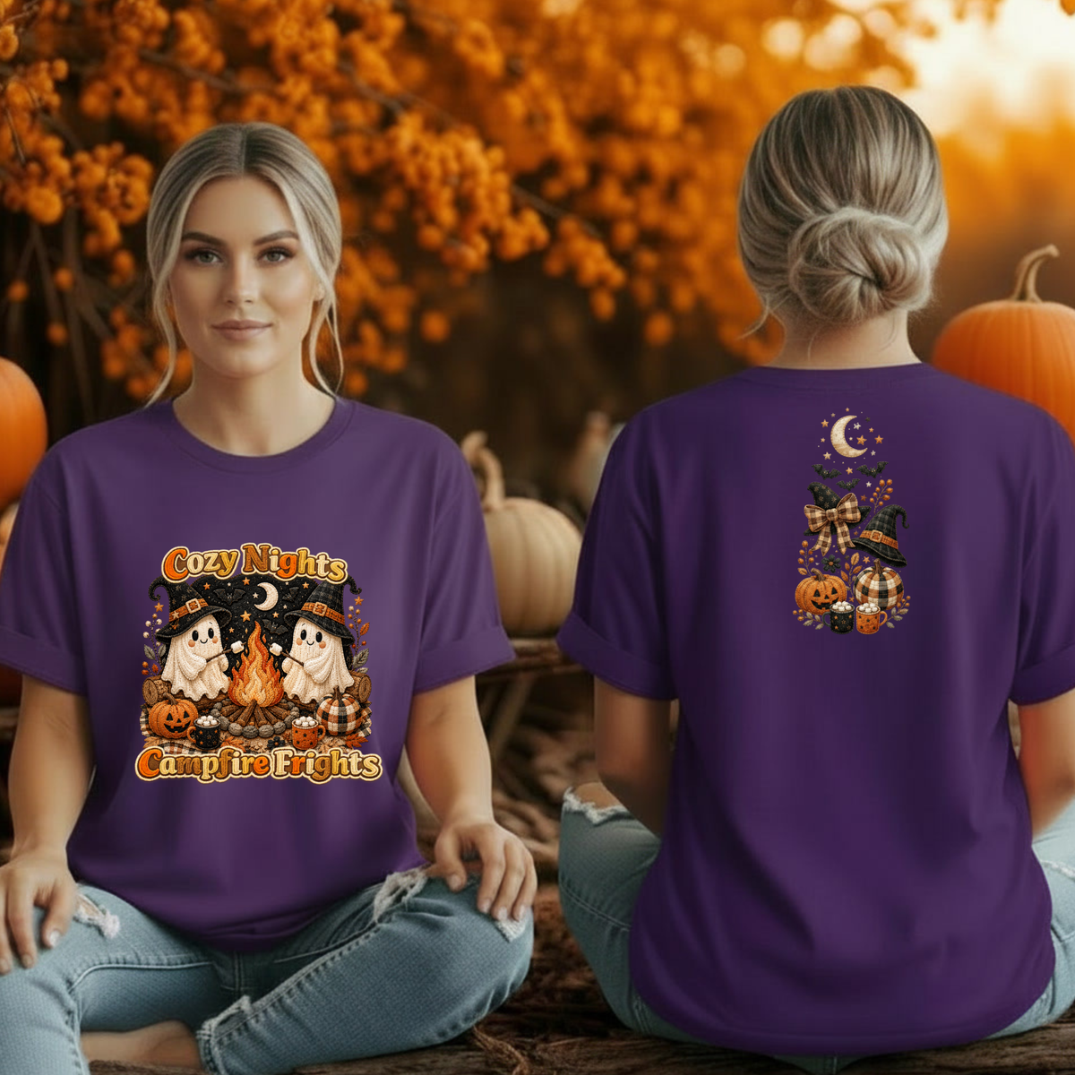 Cozy Nights Halloween T-Shirt — Pocket & Back TheCraftNook
