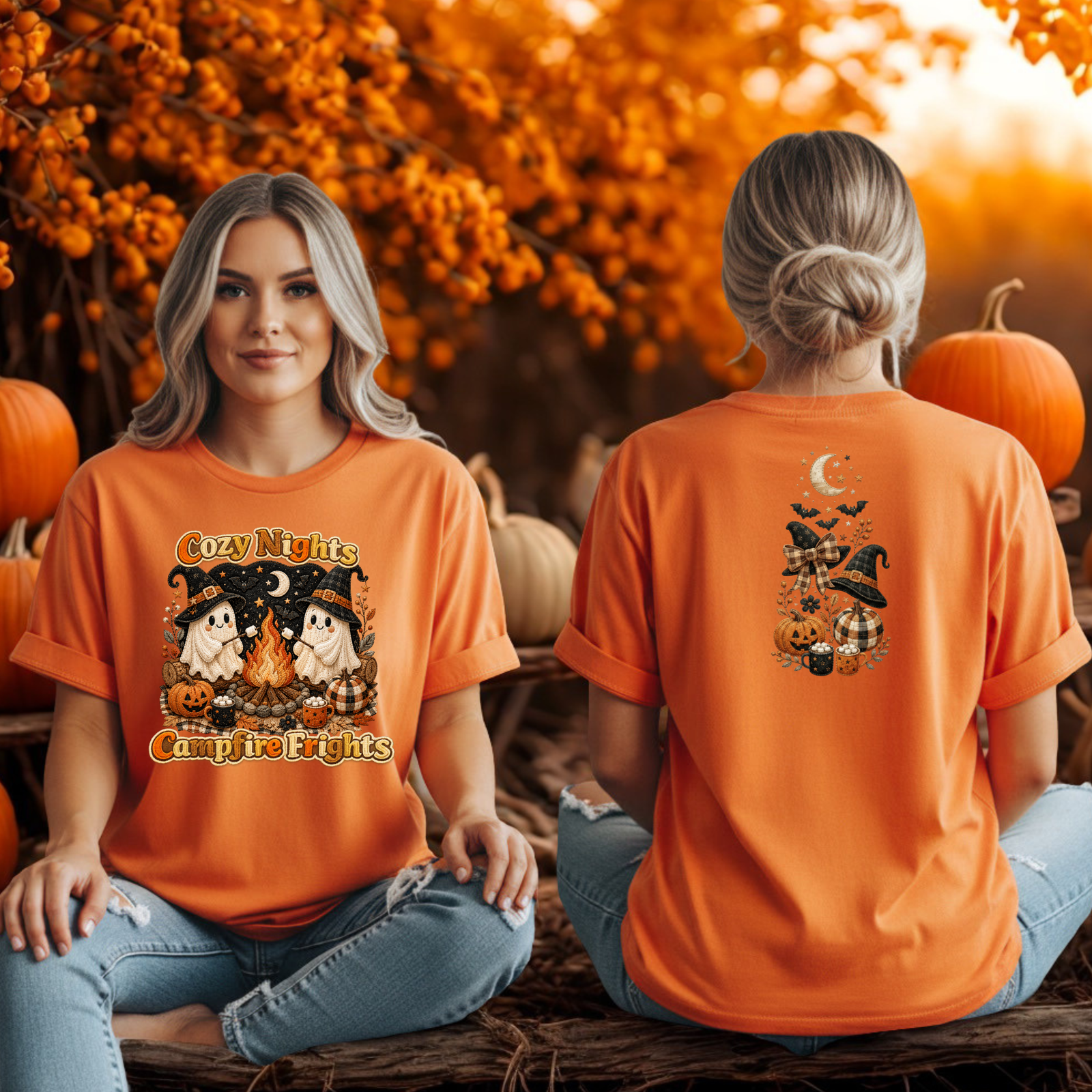 Cozy Nights Halloween T-Shirt — Pocket & Back TheCraftNook