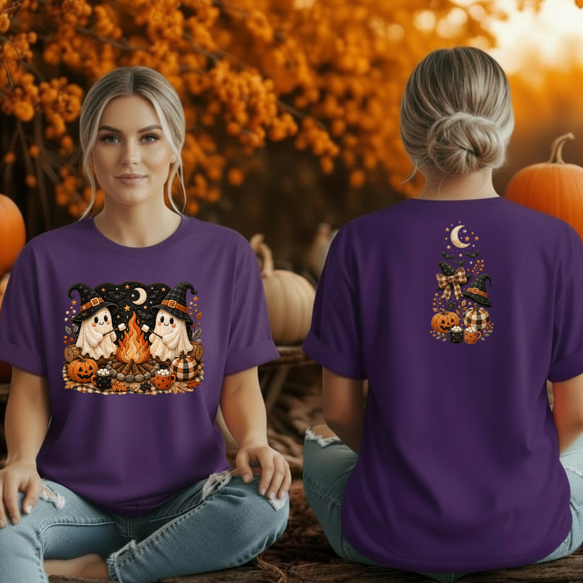 Camp Ghost Halloween T-Shirt — Front & Back TheCraftNook