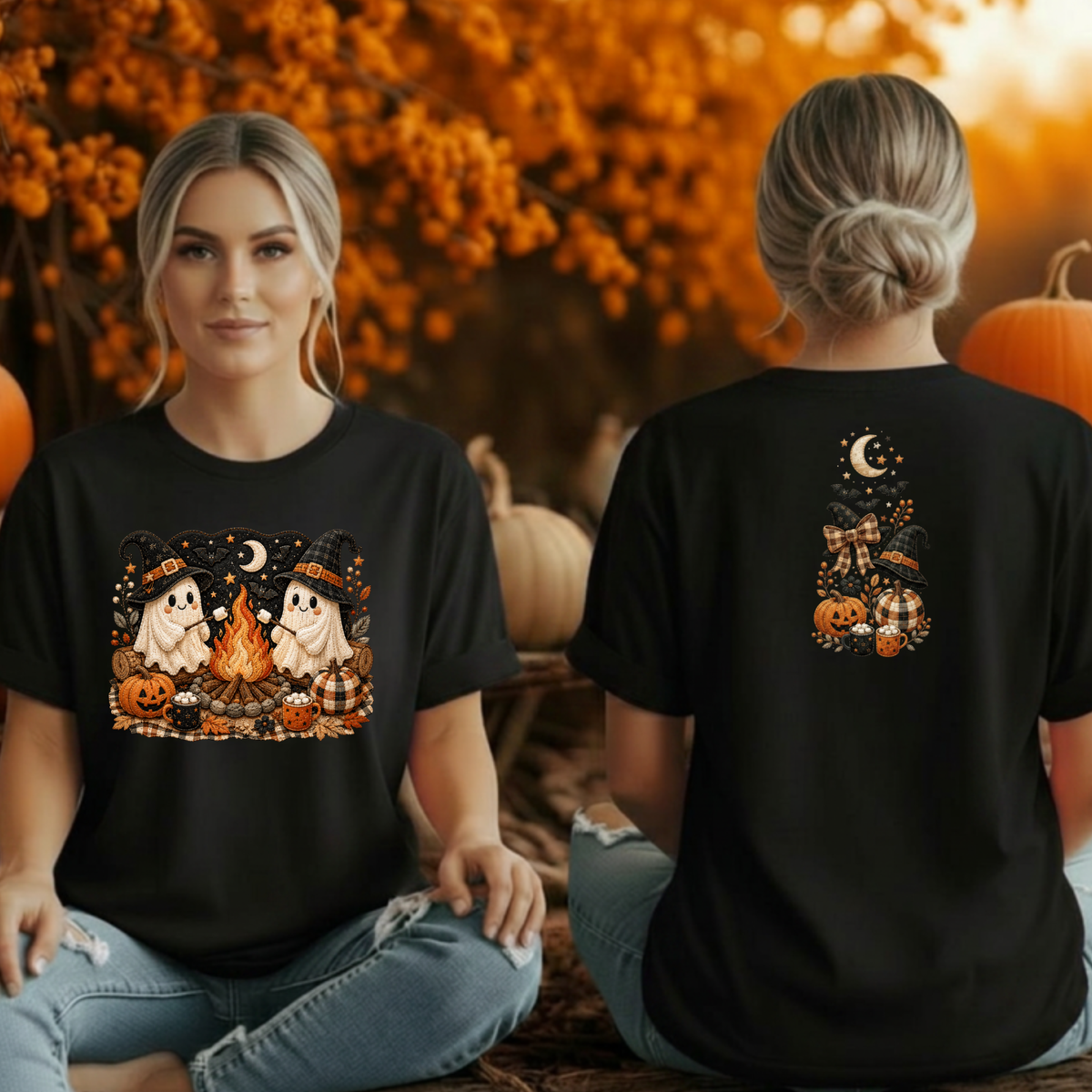 Camp Ghost Halloween T-Shirt — Front & Back TheCraftNook