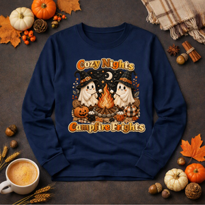 Cozy Nights Halloween Long Sleeve Tee TheCraftNook